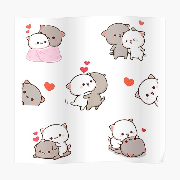 Mochi Pfirsich Katze Sticker Pack Poster