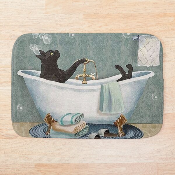 Black Cat Soap In bathroom Bath Mat
