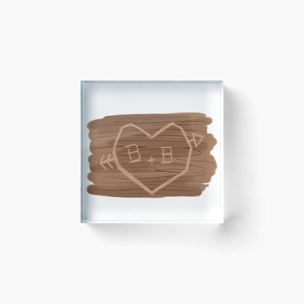Item preview, B + B carved in wood designed and sold by rizetsuki.