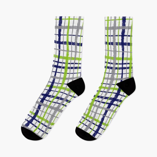 Item preview, Retro Picnic Plaid Painted Stripe Pattern in Lime Green, Navy Blue, Grey, and White designed and sold by kierkegaard.