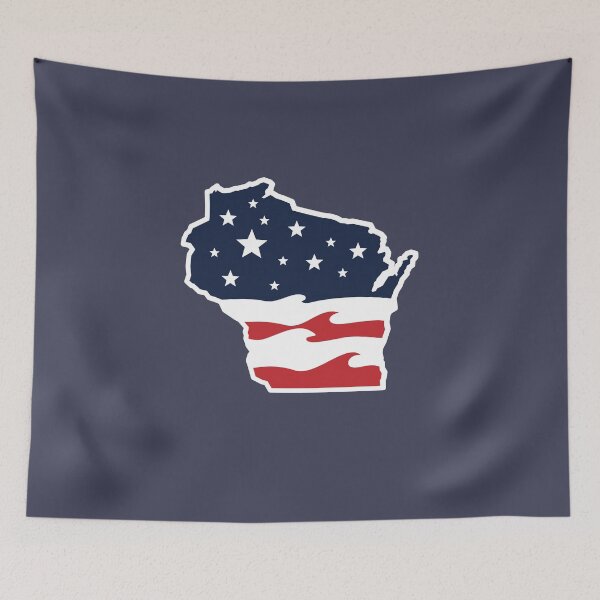 Item preview, Wisconsin Stars and Wavy Stripes U.S. Flag designed and sold by gstrehlow2011.