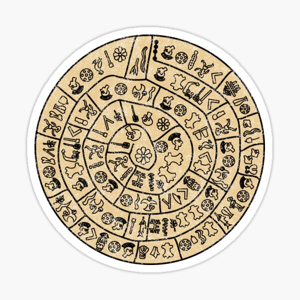 Item preview, Distressed Phaistos Disk from Minoan Crete designed and sold by Happy Puppy Print On Demand.