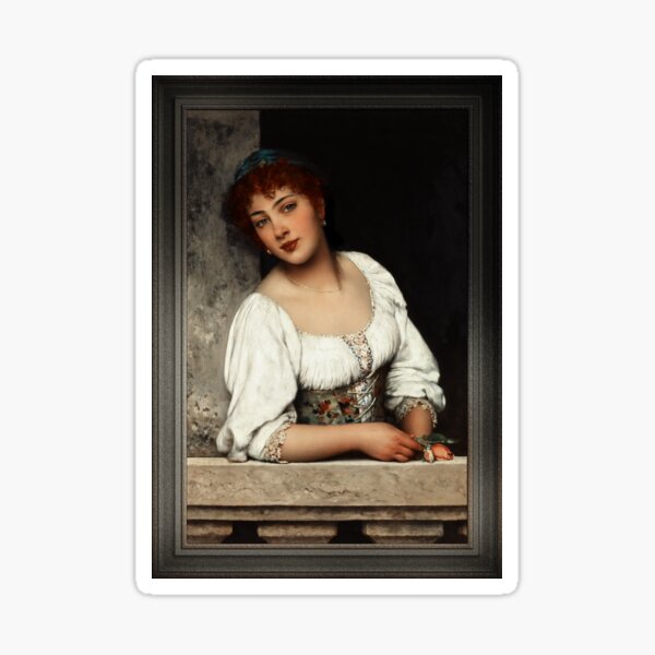 Girl At The Window by Eugen von Blaas Classical Fine Art Xzendor7 Old Masters Reproductions Sticker