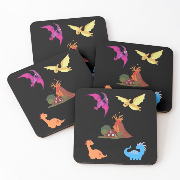 Item preview, Just a Girl Who Loves Dinosaurs with Erupting Volcano, House, Trees and Dinos Flying Pack designed and sold by Ilana Khoshsima.