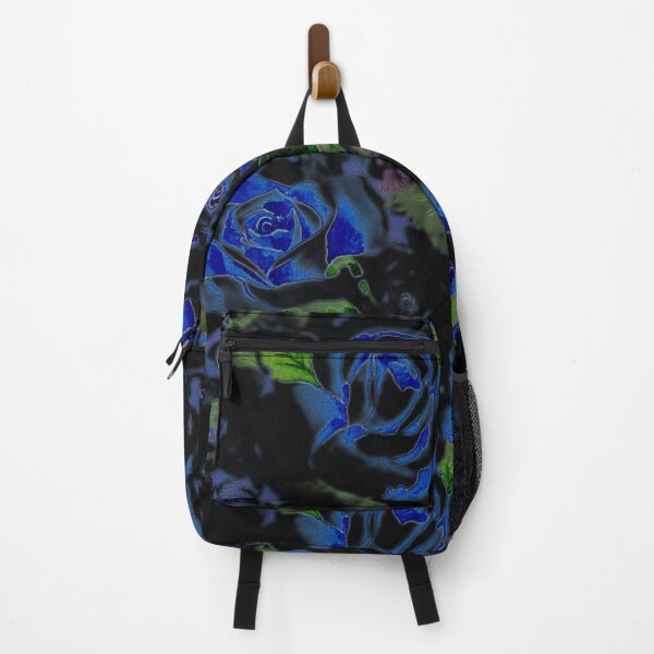 Item preview, Abstract roses in cool dark navy neon blue indigo pink and green  designed and sold by ankka.