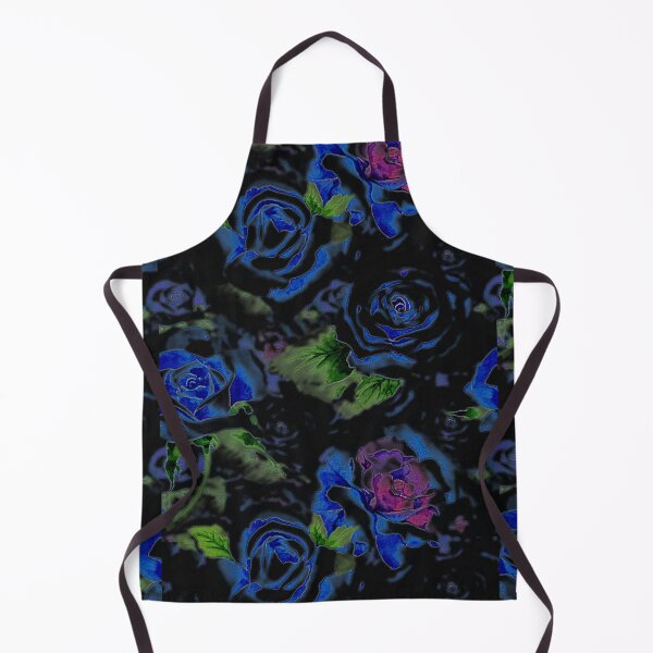 Item preview, Abstract roses in cool dark navy neon blue indigo pink and green designed and sold by ankka.