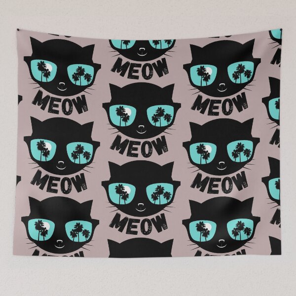 Item preview, Cool Black Cat Wearing Reflecting Sunglasses Tropical Vibes-Funny Cats designed and sold by Mary Maple.