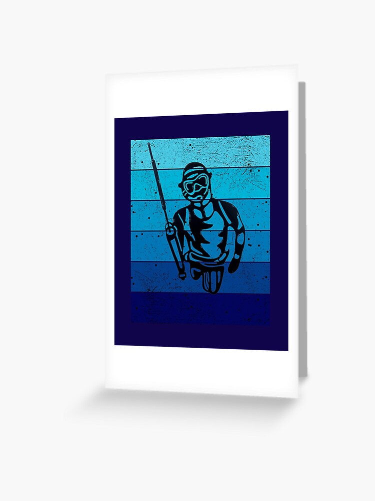 Spearfishing retro gradients deep blue ocean gift idea for any
