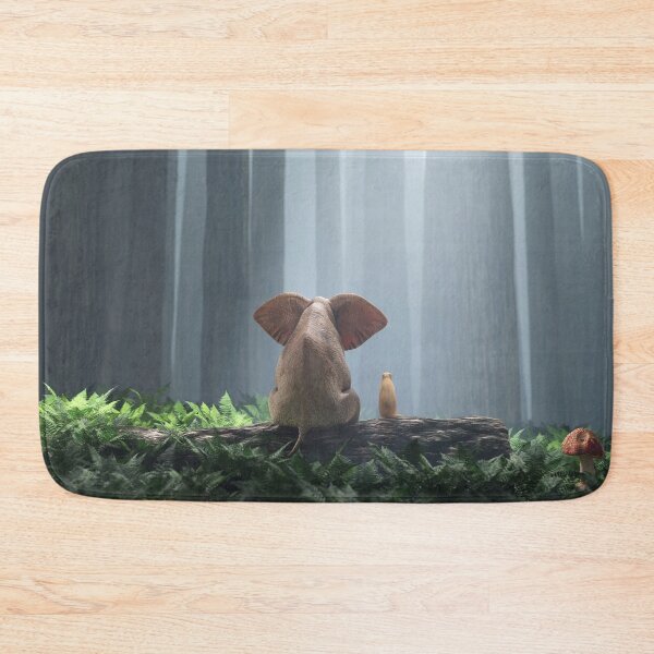Item preview, elephant and dog sit in the deep forest  designed and sold by Mike Kiev art.