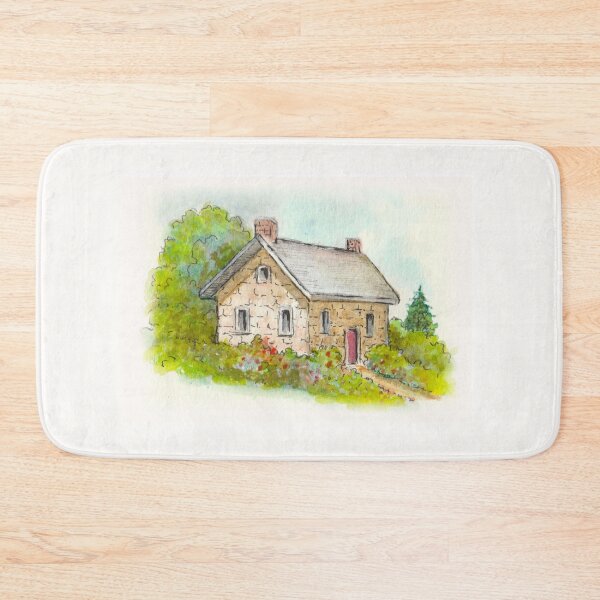 Item preview, Watercolor Painting of Little Stone Cottage designed and sold by JoyfulWhimsy.
