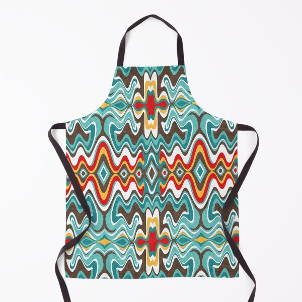 Item preview, Textured Abstract Mid Century Modern Liquid Waves // Turquoise, Brown, Teal, Black, White designed and sold by Elsy's Art.