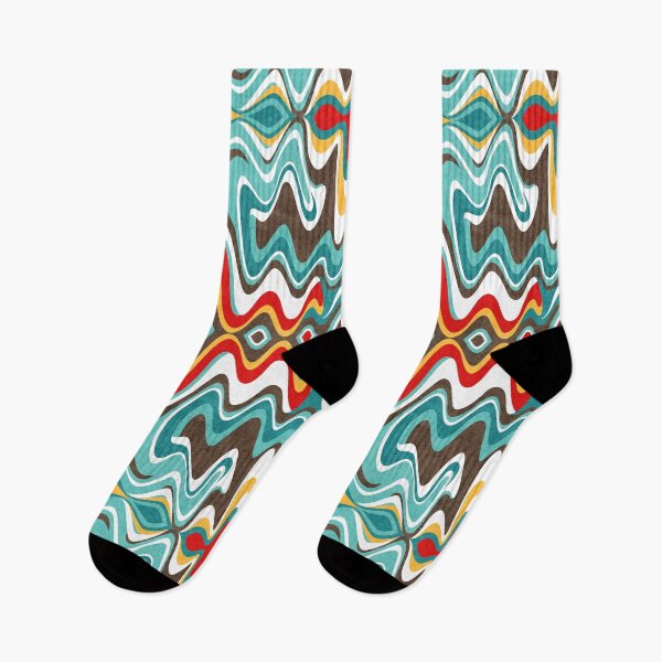 Item preview, Textured Abstract Mid Century Modern Liquid Waves // Turquoise, Brown, Teal, Black, White designed and sold by Elsy's Art.