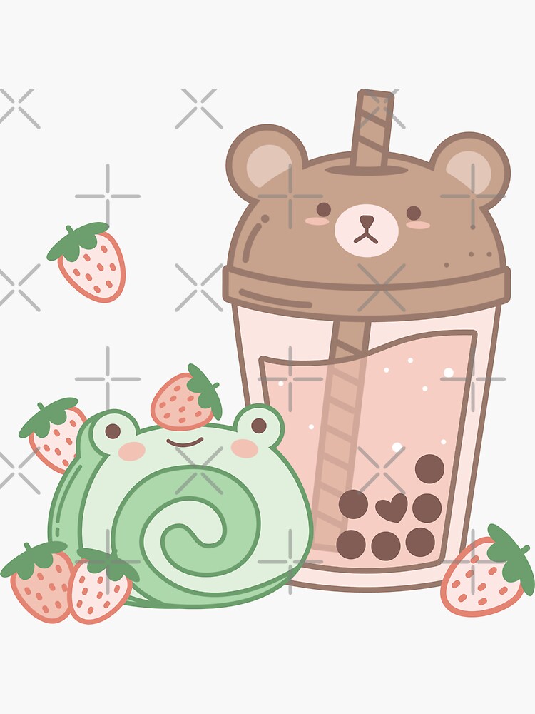 Kawaii Cute Bear Strawberry Glass Cup Set