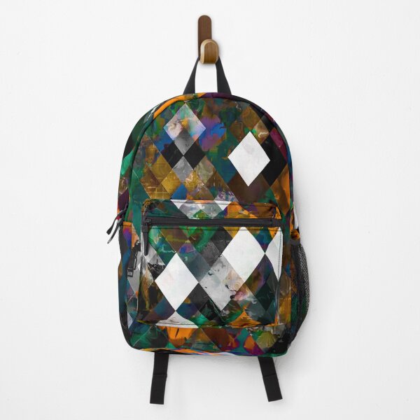 Item preview, geometric pixel square pattern abstract art in orange brown blue green designed and sold by Mrvell.