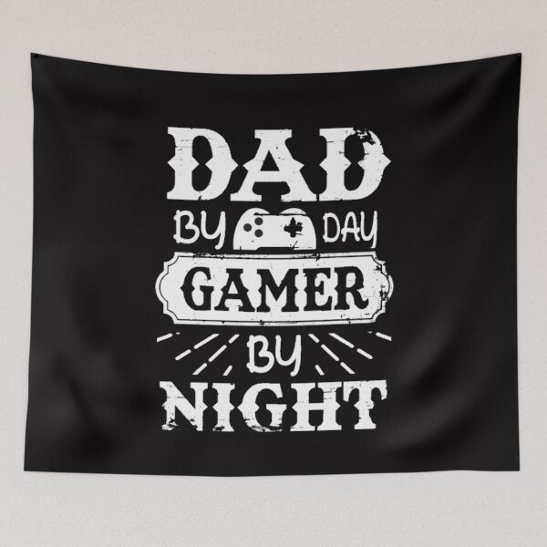 Item preview, Dad By Day Gamer By Night Saying Quote White Gaming Funny Simple  designed and sold by WearWolfDesigns.