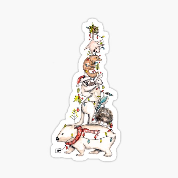Aussie animal Christmas tree Sticker
