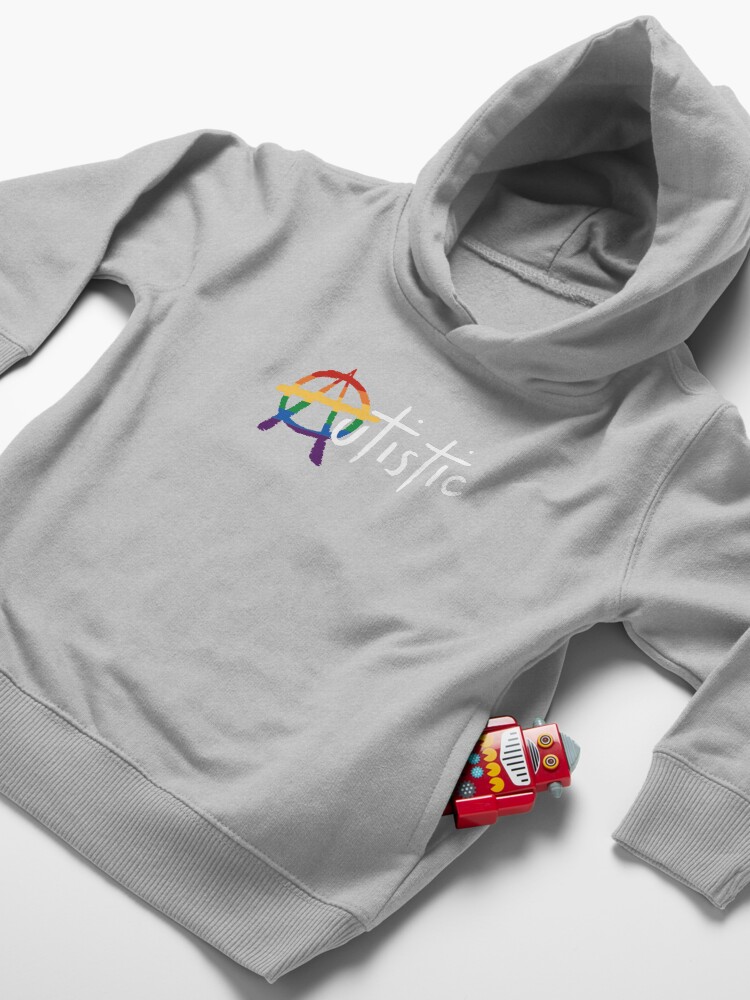 Alternate view of LGBTQ and Autistic Punk, White Lettering Toddler Pullover Hoodie