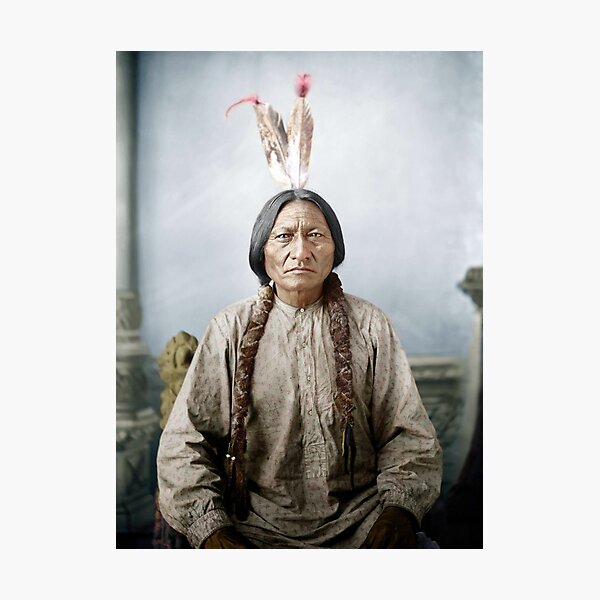 Item preview, Sitting Bull Portrait - Dakota Territory - By David Barry - Circa 1883 - Colorized designed and sold by warishellstore.