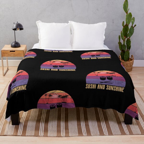 Item preview, Sushi and sunshine retro vintage summer sunset beach food design designed and sold by DesignsVault.