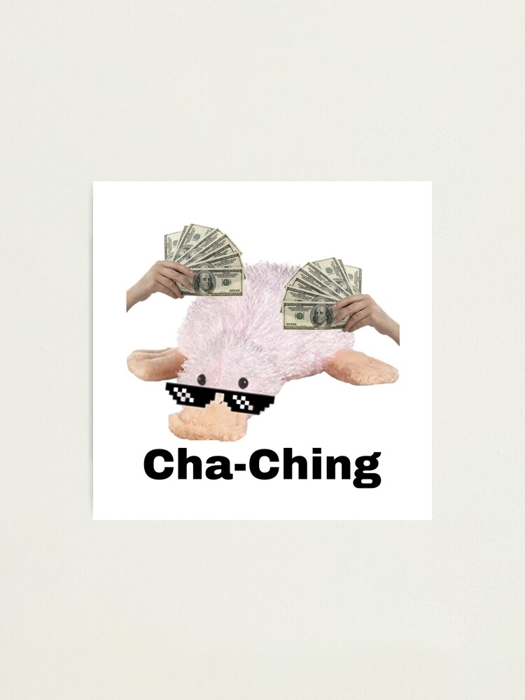 Webkinz waddles googles cha Ching money meme Photographic Print