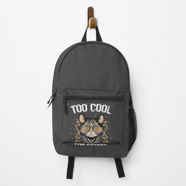 Item preview, School saying Too Cool for School Cat with glasses and headphones designed and sold by brunsch-print.