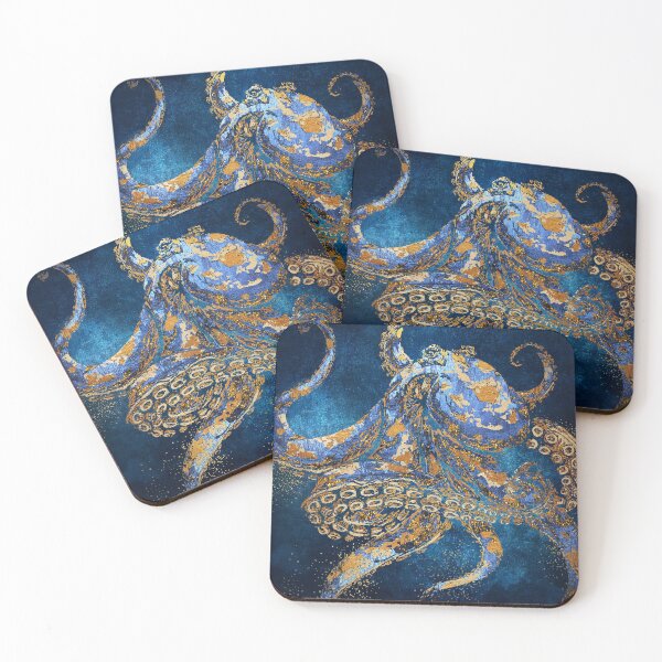 Item preview, Gold and Blue Octopus in the Deep designed and sold by JackMoreh.