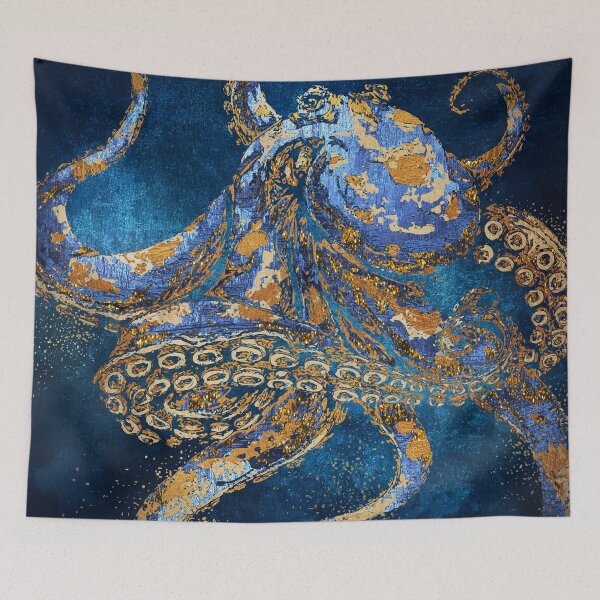 Item preview, Gold and Blue Octopus in the Deep designed and sold by JackMoreh.