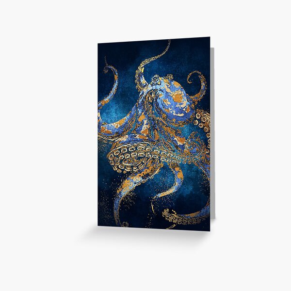 Item preview, Gold and Blue Octopus in the Deep designed and sold by JackMoreh.