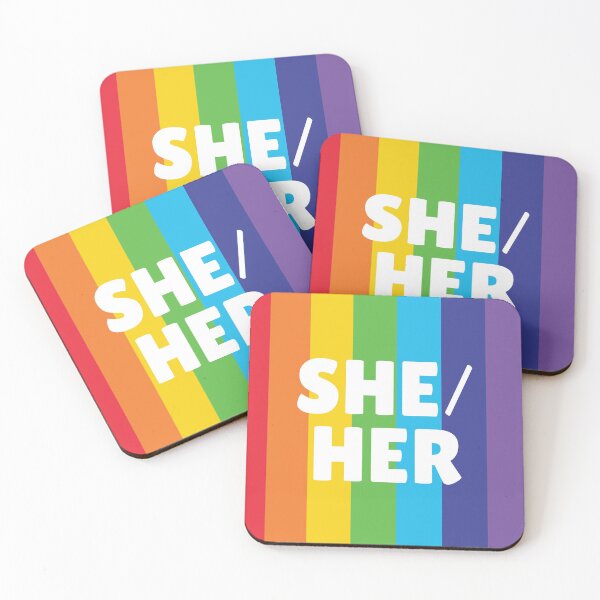 Item preview, She/Her Pronouns with Rainbow Flag designed and sold by kindiscoolstore.