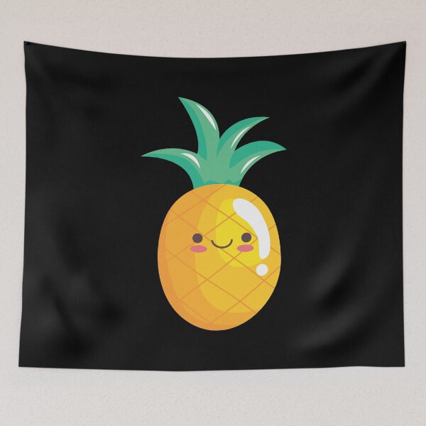 Item preview, Japanese Kawaii Cute Smiley Face - Kawaii Pineapple -Black designed and sold by crazycollective.