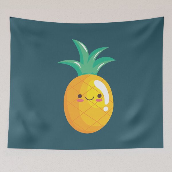 Item preview, Japanese Kawaii Cute Smiley Face - Kawaii Pineapple -Blue designed and sold by crazycollective.