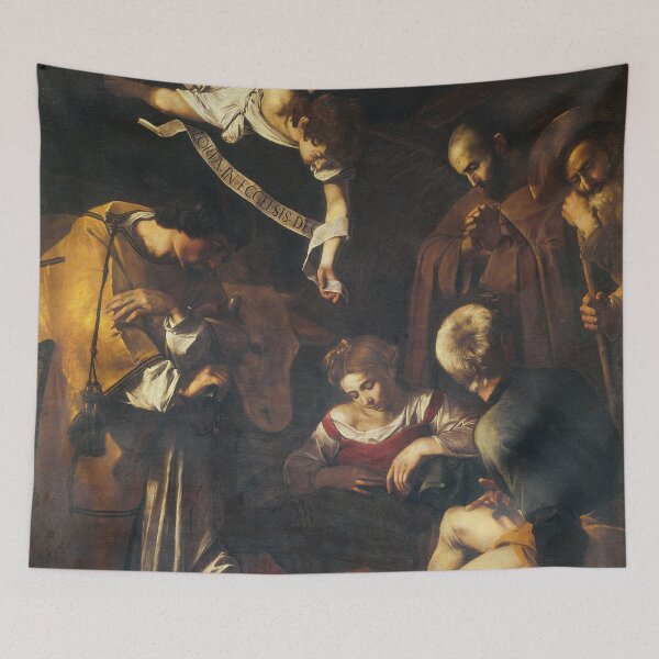 Item preview, Michelangelo Merisi Da Caravaggio -Nativity with St. Francis and St. Lawrence 1600 designed and sold by JDesigningMO.