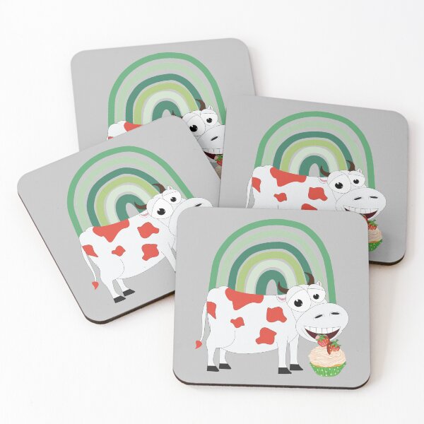Item preview, Strawberry cow loves strawberry muffin under the rainbow | Cow love designed and sold by Petra Becker.