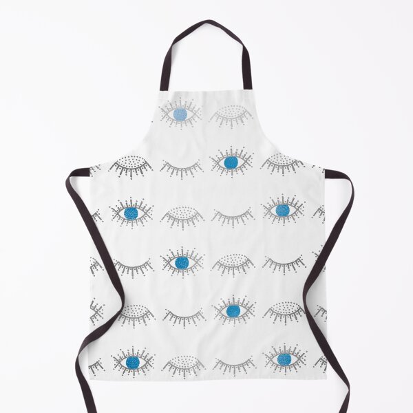 Item preview, Pretty Silver Closed and Open Blue Evil Eye Nazar Mati Pattern on White designed and sold by Karen McFarland.