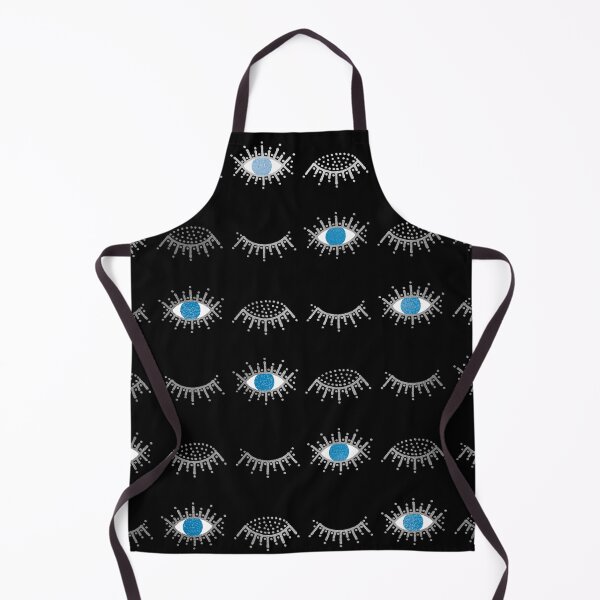 Item preview, Pretty Silver Closed and Open Blue Evil Eye Nazar Mati Pattern on Black designed and sold by Karen McFarland.