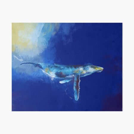 Deep Blue Whale - whale painting, digital art, ocean wildlife Art Board Print