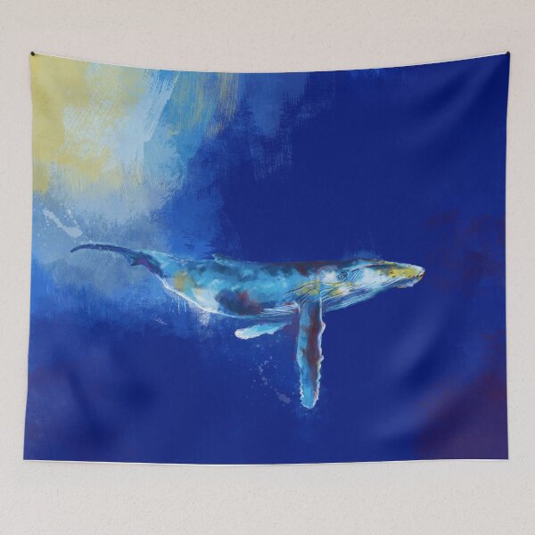 Item preview, Deep Blue Whale - whale painting, digital art, ocean wildlife designed and sold by Flo Art Studio.
