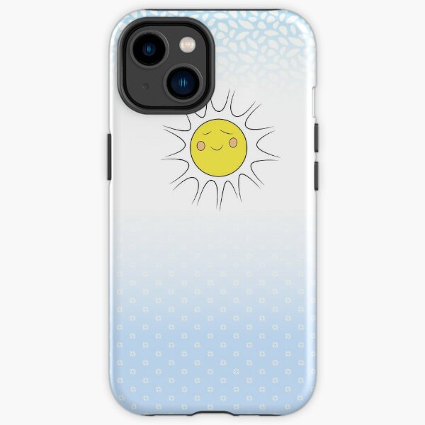 Hazy Smiley Sun - Blue & White Ombre iPhone Tough Case