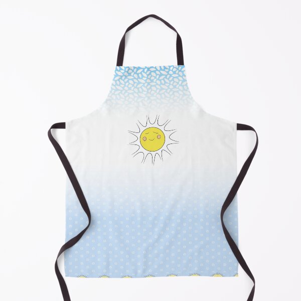 Hazy Smiley Sun - Blue & White Ombre Apron