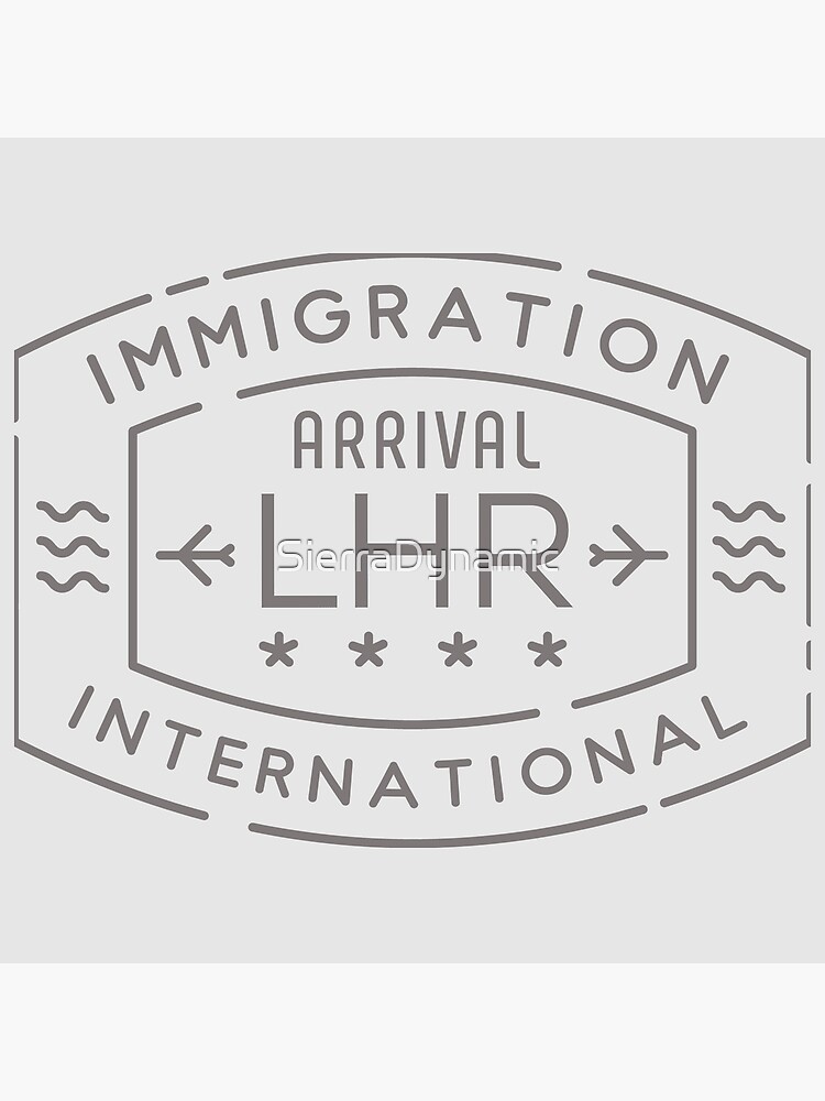 LHR London Heathrow UK United Kingdom Britain Immigration International Arrival Passport Stamp Greeting Card