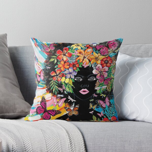 Tribute to Melanin - Blossom Throw Pillow