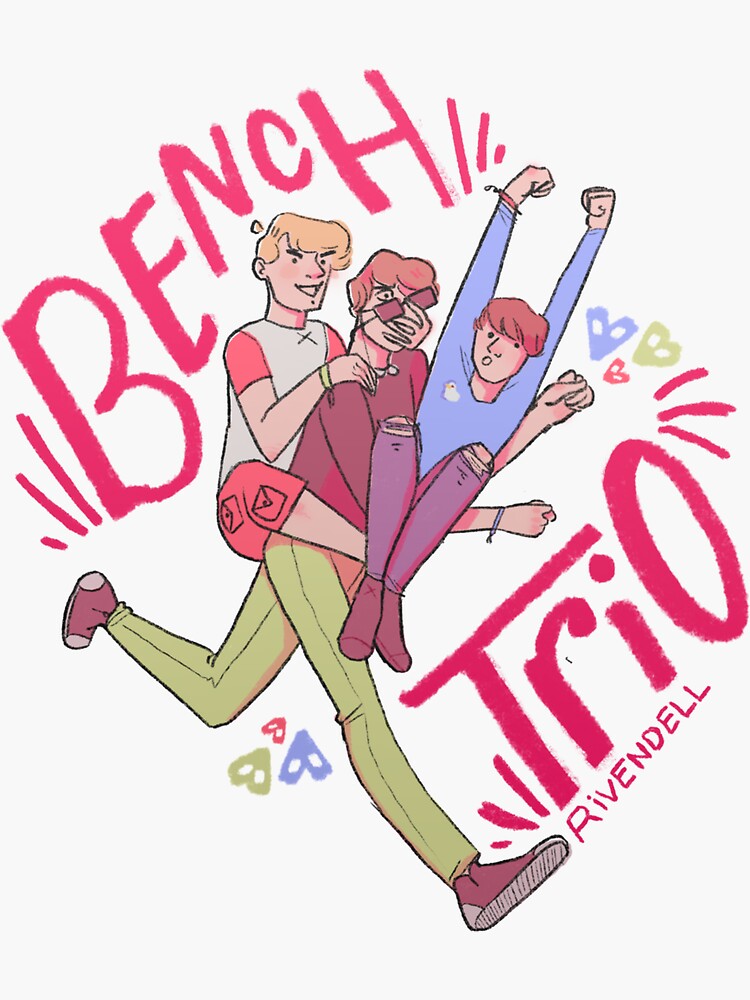 "Bench trio graphic" Sticker by RivendellsArt Redbubble