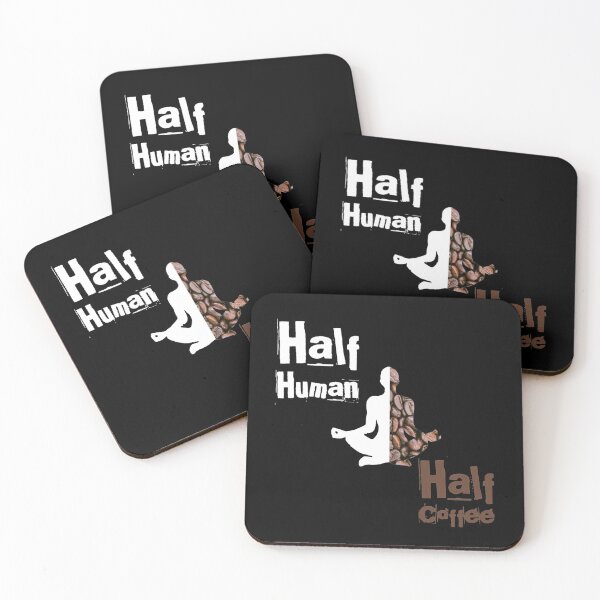 Item preview, Half Human Half Coffee Yoga Meditation Pose on black background   designed and sold by UncleStuScience.