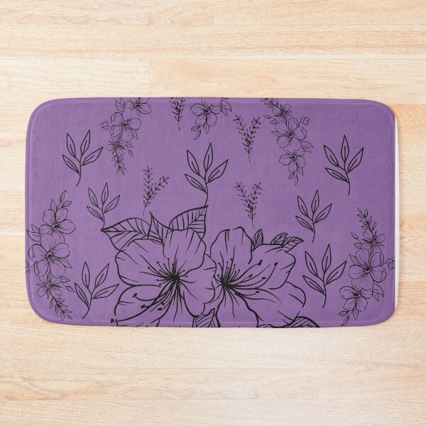 Item preview, Black abstract flowers and leaves Pattern set in purple - Cute Floral designed and sold by Vero De.