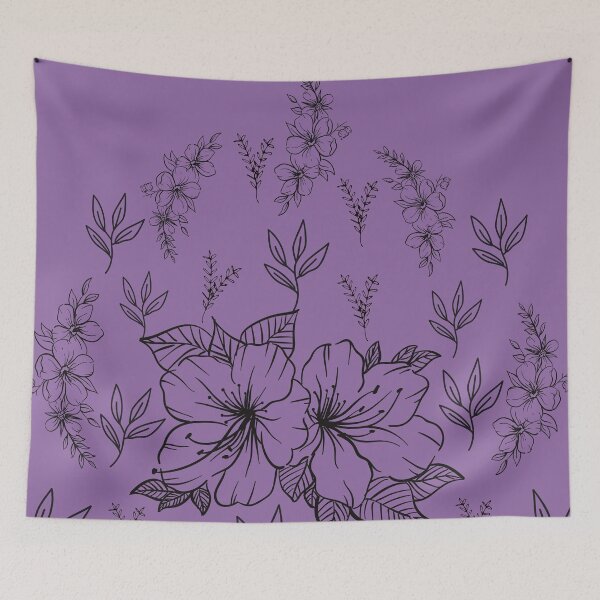 Item preview, Black abstract flowers and leaves Pattern set in purple - Cute Floral designed and sold by Vero De.