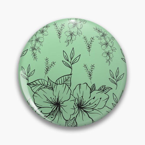 Item preview, Black abstract flowers and leaves Pattern set in olive green - Cute Floral designed and sold by Vero De.