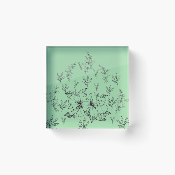 Item preview, Black abstract flowers and leaves Pattern set in olive green - Cute Floral designed and sold by Vero De.