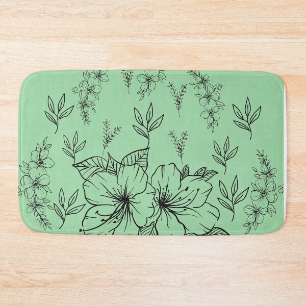 Item preview, Black abstract flowers and leaves Pattern set in olive green - Cute Floral designed and sold by Vero De.