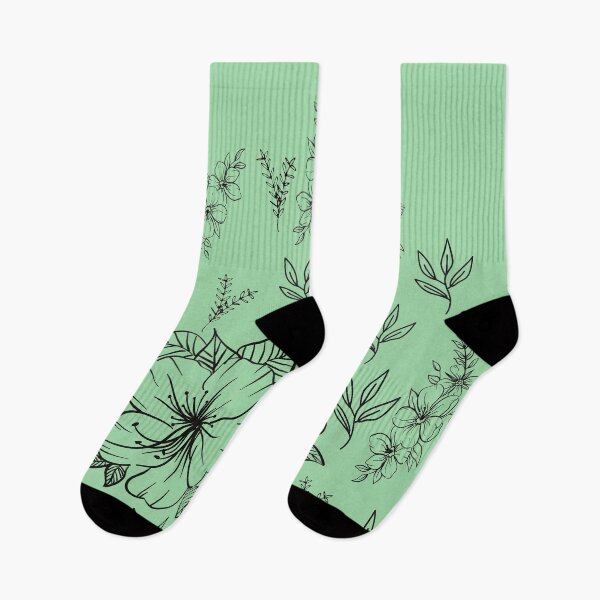 Item preview, Black abstract flowers and leaves Pattern set in olive green - Cute Floral designed and sold by Vero De.