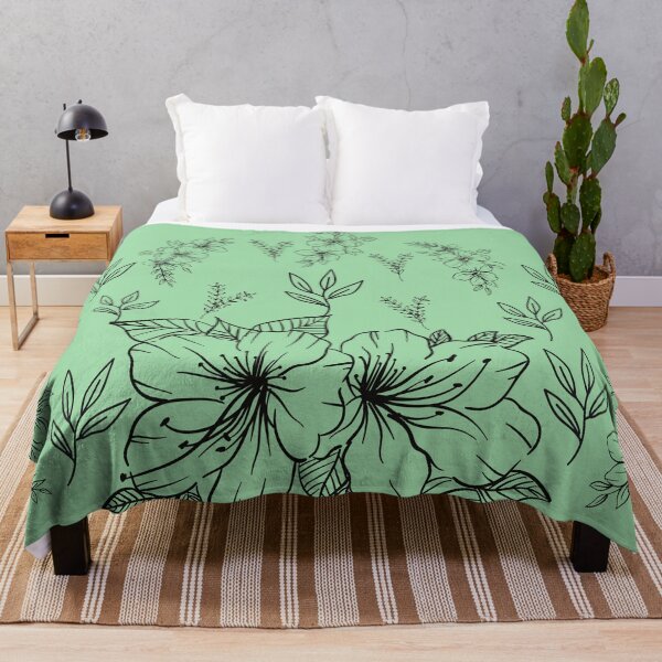 Item preview, Black abstract flowers and leaves Pattern set in olive green - Cute Floral designed and sold by Vero De.